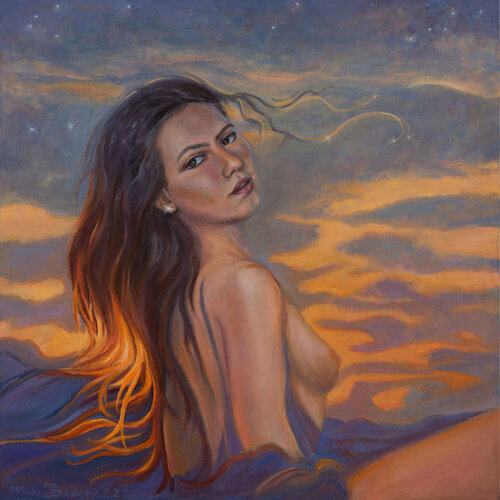 Sunset  - the beautiful transition from day to night di Marco Busoni, Pittura in vendita su Singulart