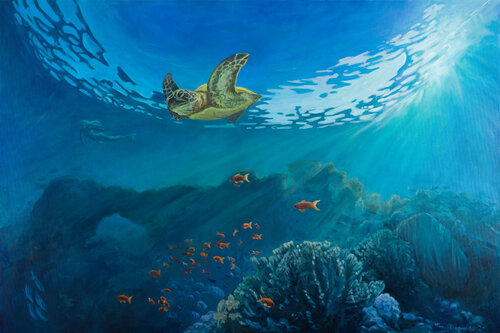 Life in the ocean di Marco Busoni, Pittura in vendita su Singulart