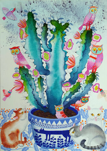 tre gatti golosi van Sofia Battisti, Schilderij te koop op Singulart