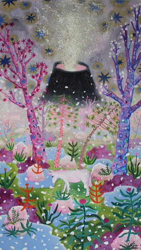 Under the dust of the volcano there is a sad donkey. van Sofia Battisti, Schilderij te koop op Singulart