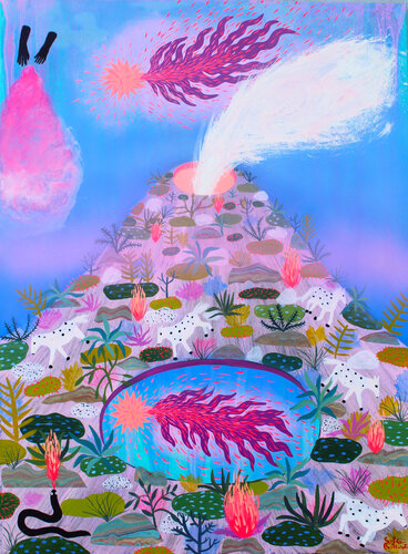 The energy of the pink volcano di Sofia Battisti, Pittura in vendita su Singulart