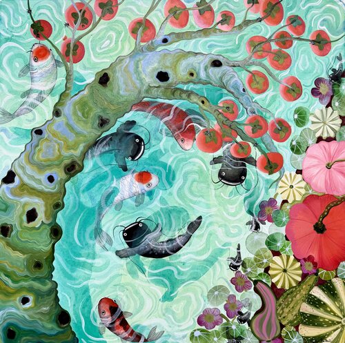 Koi, sorridi alla cimice von Sofia Battisti, Malerei kaufen auf Singulart