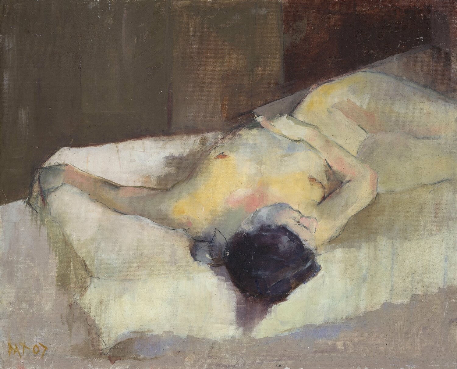 Reclining Nude (colour) Patrick Palmer Stampa in vendita