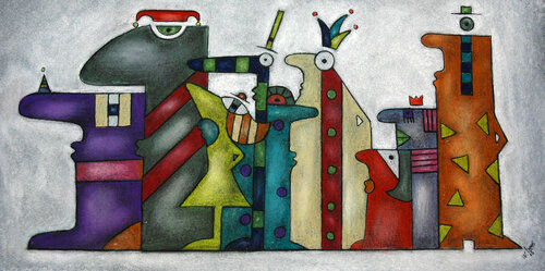 "Polonaise" Original Pastell/Kohlezeichnung im 25x50cm Passepartout van Nina Boos, Werk op papier te koop op Singulart