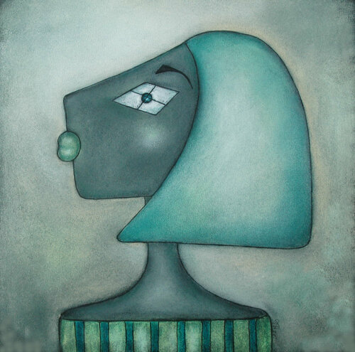 "Fensterblick"(Window view) im 40x40cm Passepartout by Nina Boos, Work on Paper for Sale on Singulart