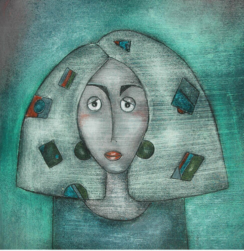 "Kunsthaar" Im 40x40cm Passepartout van Nina Boos, Werk op papier te koop op Singulart