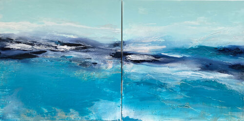 Heaven and Earth Turquoise van Kathleen Rhee, Schilderij te koop op Singulart