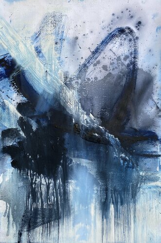 Abstract Blue and White no2 van Kathleen Rhee, Werk op papier te koop op Singulart