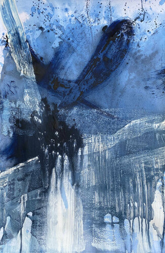 Abstract Blue and White no3 di Kathleen Rhee, Opera su carta in vendita su Singulart