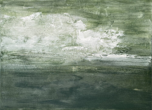Weathering Skies Green van Kathleen Rhee, Schilderij te koop op Singulart