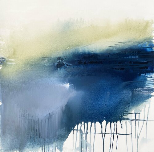 Stillness Blue and Green van Kathleen Rhee, Schilderij te koop op Singulart