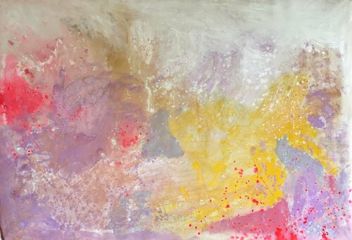 Yellow and Pink: Big Love Series di Kathleen Rhee, Pittura in vendita su Singulart