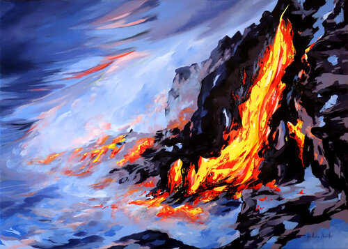 "Das Blut der Erde" - The blood of the earth van Helene Mantei, Schilderij te koop op Singulart