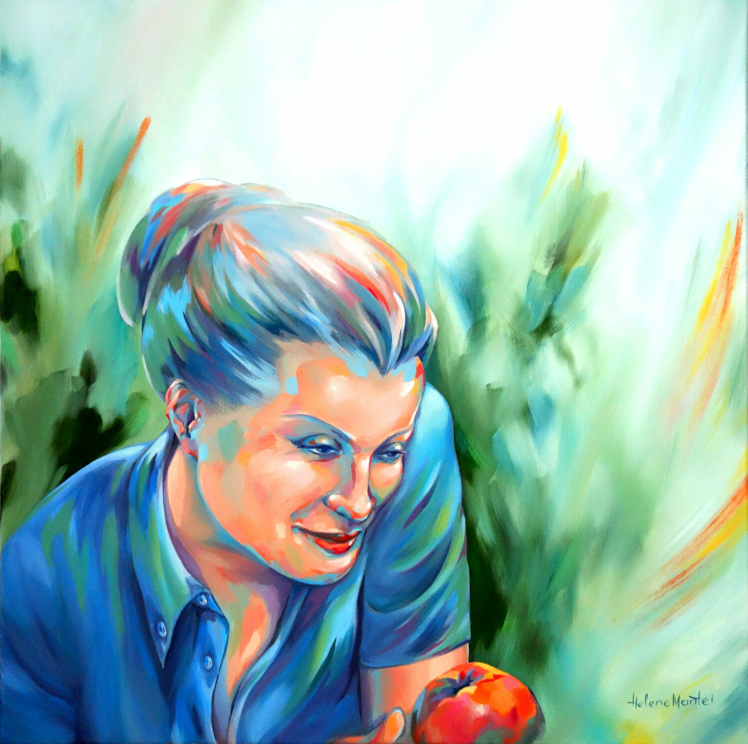 "The apple again" - Schon wieder der Apfel... Helene Mantei Dipinto originale in vendita