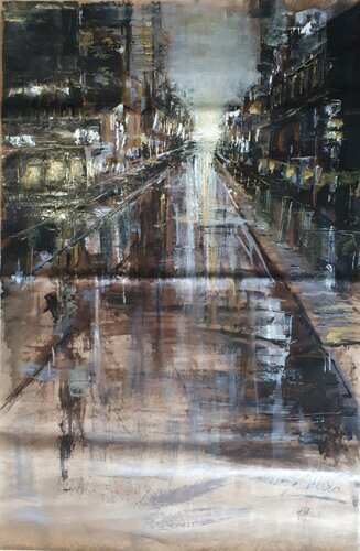 Impressioni cittadine:luci della sera van Sergio Manganelli, Werk op papier te koop op Singulart