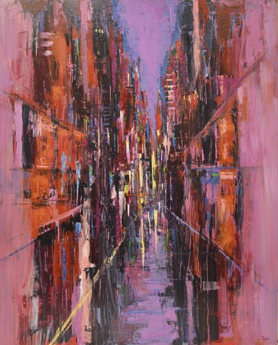 Pink City par David Tycho, Peinture en vente sur Singulart
