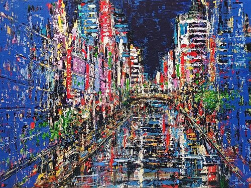 Night Falls on Osaka by David Tycho, Painting for Sale on Singulart