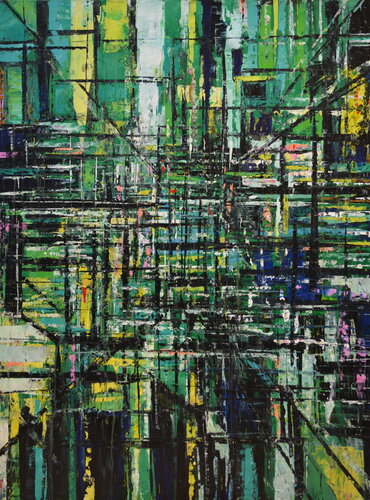 City in Green par David Tycho, Peinture en vente sur Singulart