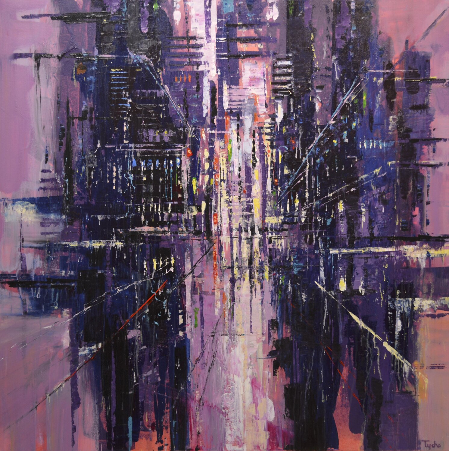 Urban Composition in Magenta and Black David Tycho