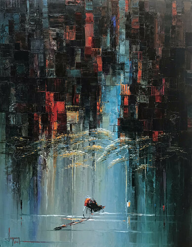 Spring rain on the street von Quan Le, Malerei kaufen auf Singulart