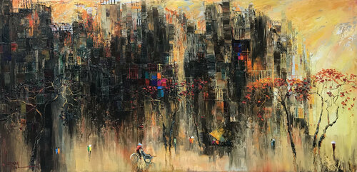 The Road autumn di Quan Le, Pittura in vendita su Singulart