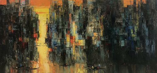Rain across the river van Quan Le, Schilderij te koop op Singulart