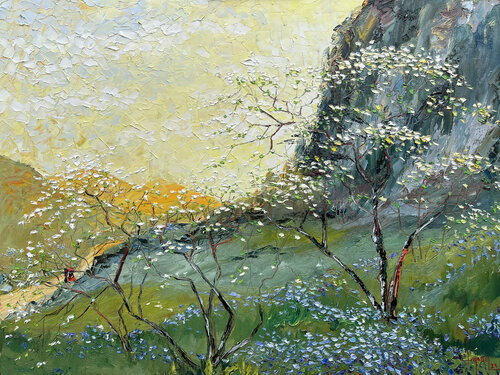 Spring wind on Pa Phach village di Quan Le, Pittura in vendita su Singulart