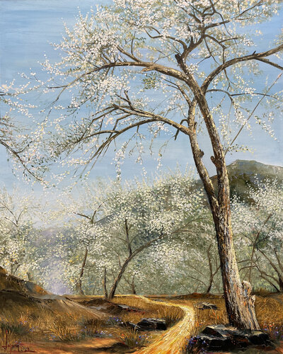 Flowers in spring by Quan Le, 油畫 for Sale on Singulart