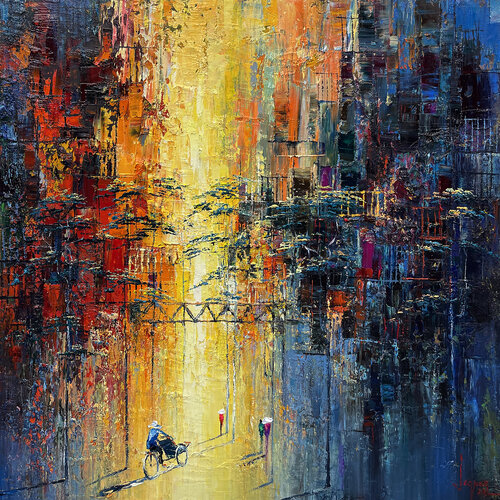 City dawn di Quan Le, Pittura in vendita su Singulart