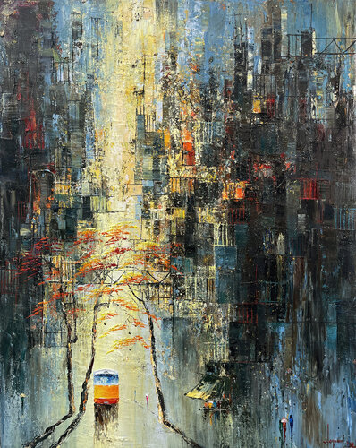Falling leaves in Autumn* di Quan Le, Pittura in vendita su Singulart