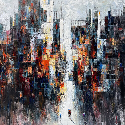 Old street afternoon van Quan Le, Schilderij te koop op Singulart