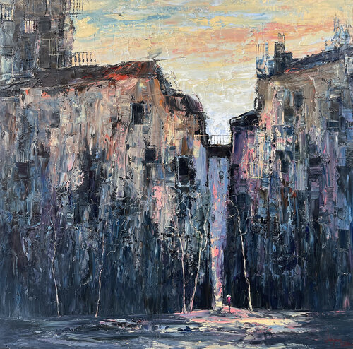 Small afternoon alley di Quan Le, Pittura in vendita su Singulart