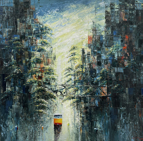 The season passes by the street by Quan Le, Painting for Sale on Singulart