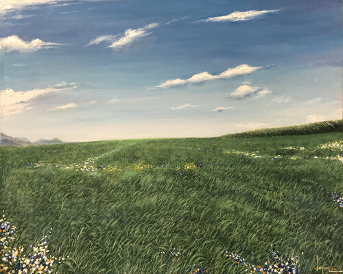 Green spring grassland by Quan Le, 油畫 for Sale on Singulart