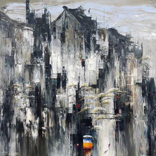 White Sưa flower Street von Quan Le, Malerei kaufen auf Singulart