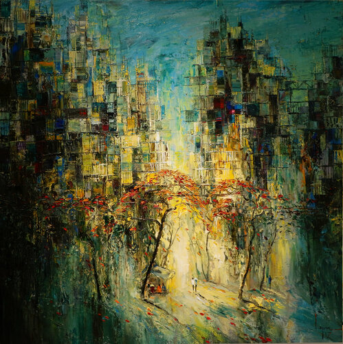AFTERNOON ACROSS THE STREET von Quan Le, Malerei kaufen auf Singulart