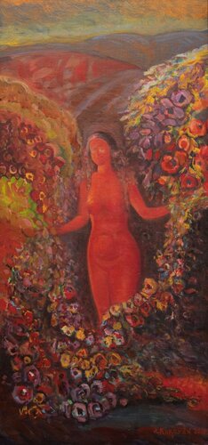 Loving girl in the garden de Albert Karoyan, Pintura a la venta en Singulart
