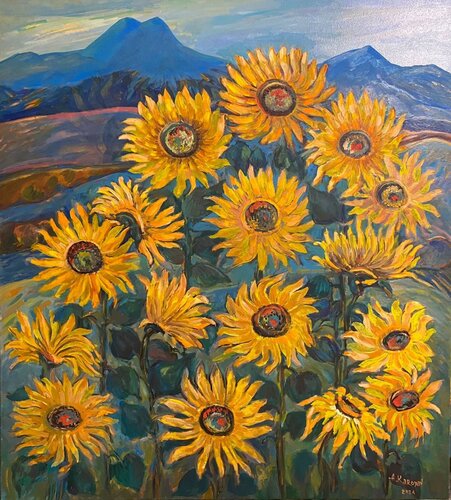 Sunflowers in the mountains von Albert Karoyan, Malerei kaufen auf Singulart
