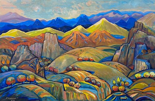 Sunrise  at The Mountains van Albert Karoyan, Schilderij te koop op Singulart