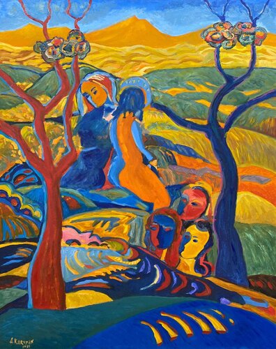 Girls In Love di Albert Karoyan, Pittura in vendita su Singulart