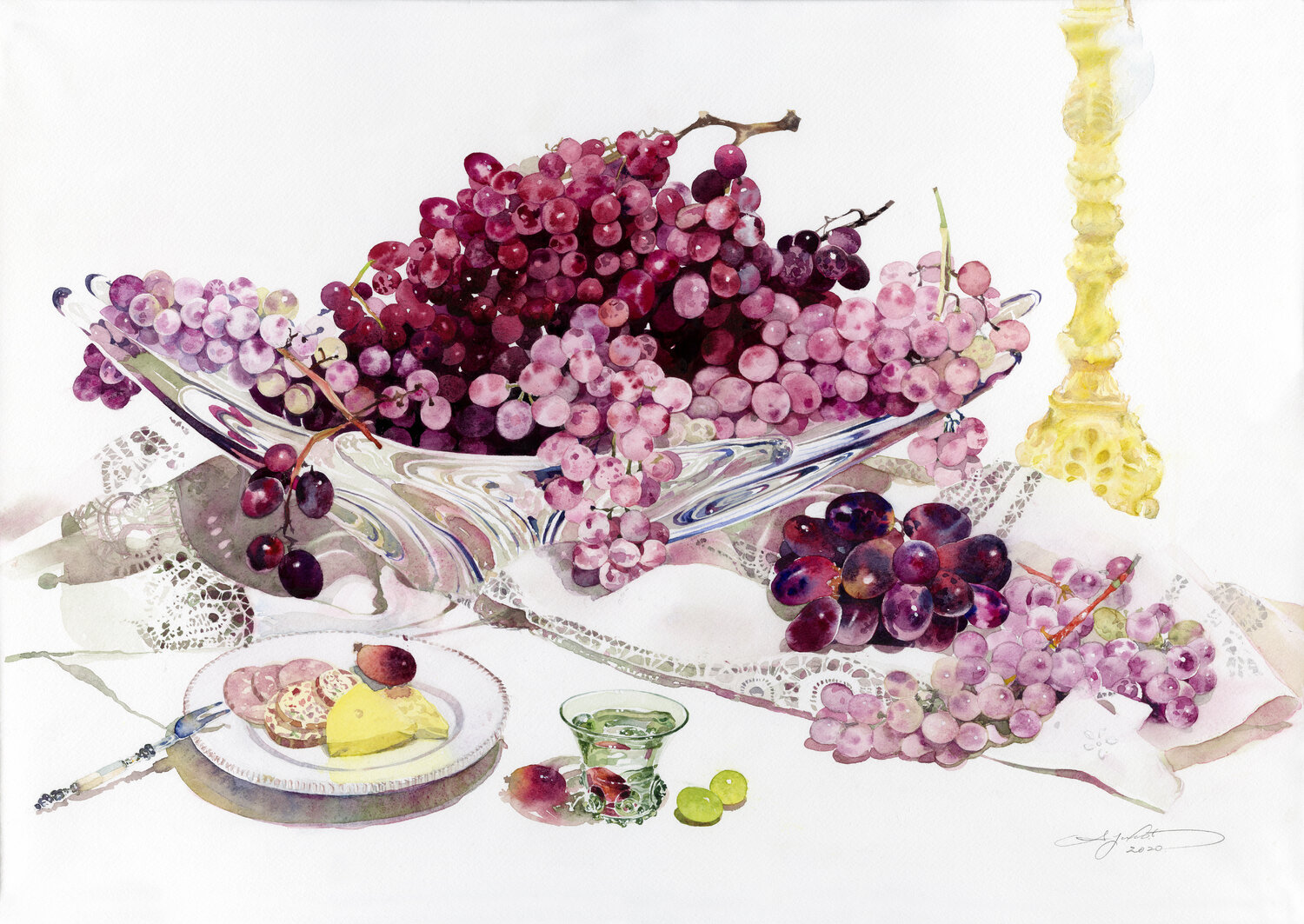 Koshu Grapes in Late Autumn Ayako Tsuge Werk auf Papier zu verkaufen
