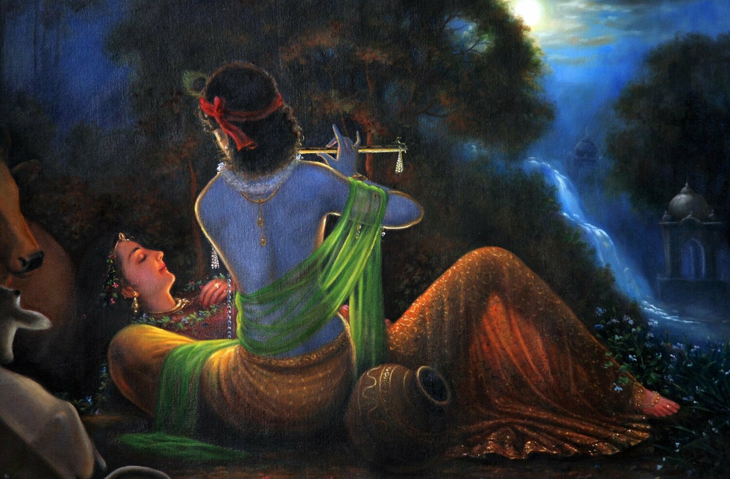 Moments of Musical Love and Divine Romance - Radha Krishna - Oil ...