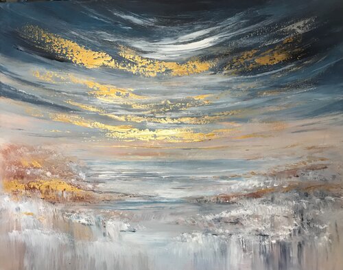 La mer calme au coucher du soleil van Cassia, Schilderij te koop op Singulart