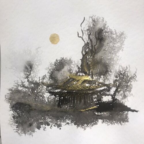 Paysage magnifique nocturne by Cassia, Work on Paper for Sale on Singulart