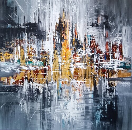 Black Abstract "Islands" di Cassia, Pittura in vendita su Singulart