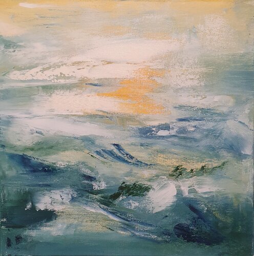 Misty view over the clouds di Cassia, Pittura in vendita su Singulart