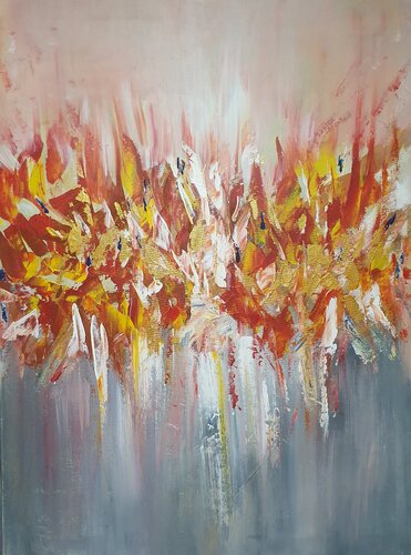 Poppies field in abstract von Cassia, Malerei kaufen auf Singulart