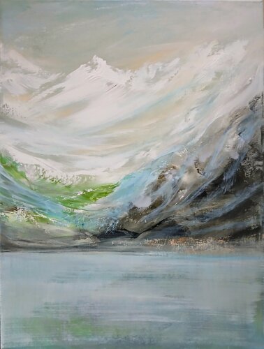 Un lac dans les Alpes di Cassia, Pittura in vendita su Singulart
