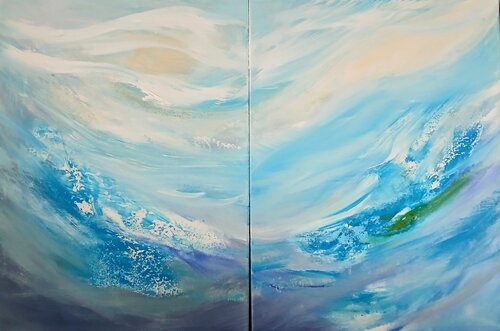 Blue mouvement - Duo Abstract von Cassia, Malerei kaufen auf Singulart