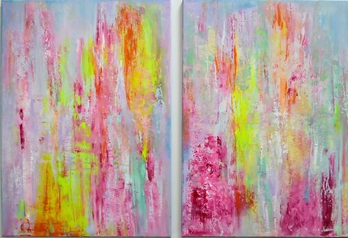 Duo en rose, 2 pcs di Cassia, Pittura in vendita su Singulart